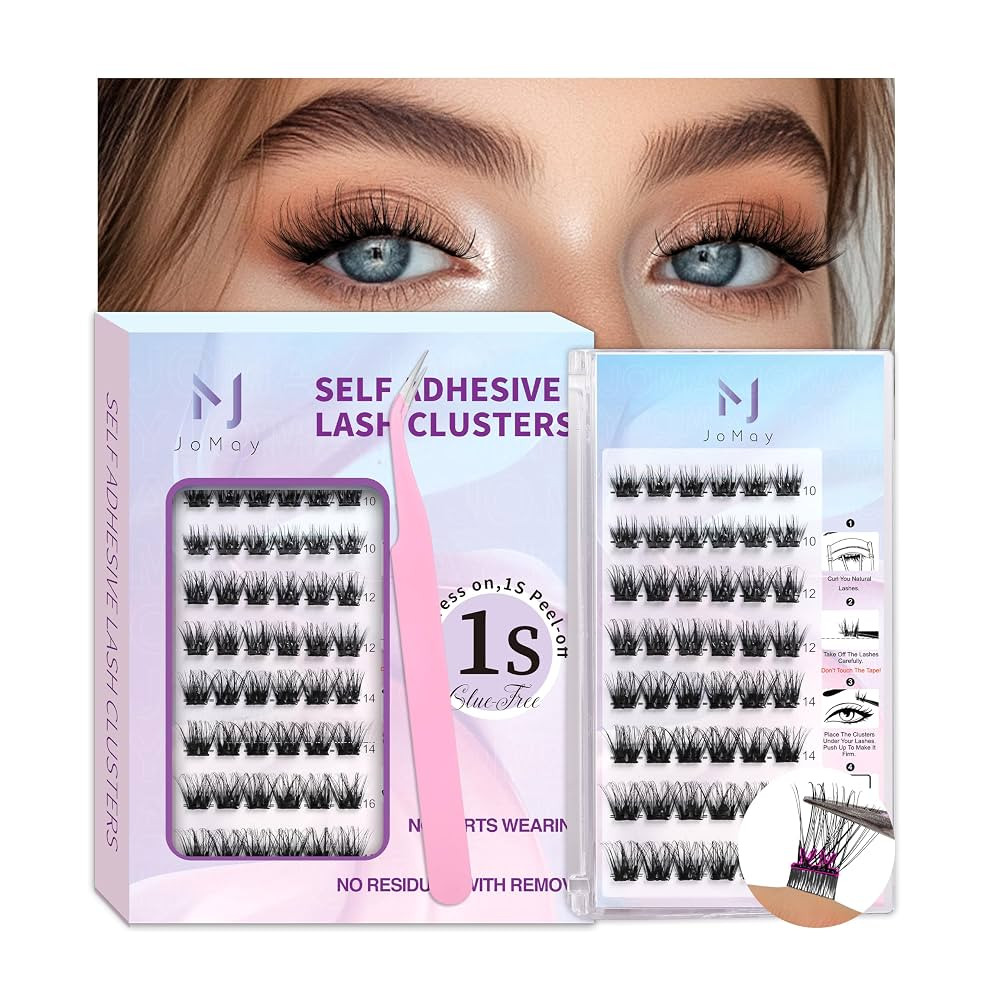 JoMay Self Adhesive Eyelashes, Press on Lashes No Glue Needed, Glueless Lashes Pre-Glued Natural ... | Amazon (US)