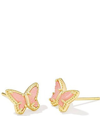 Kendra Scott x Dolly Parton Butterfly Small Stud Earrings - Gold Light Pink Drusy | Dillard's