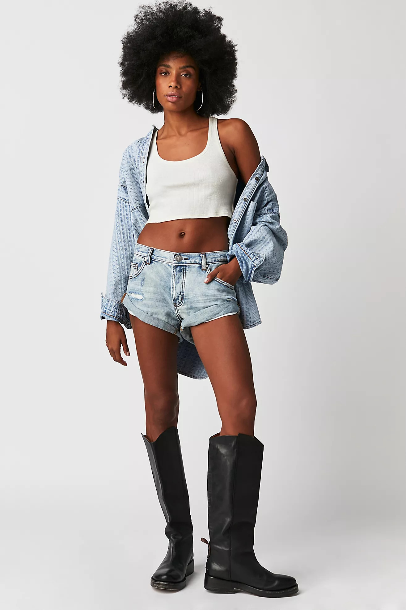 OneTeapsoon Bandits Low-Waist Denim Shorts | Free People (Global - UK&FR Excluded)
