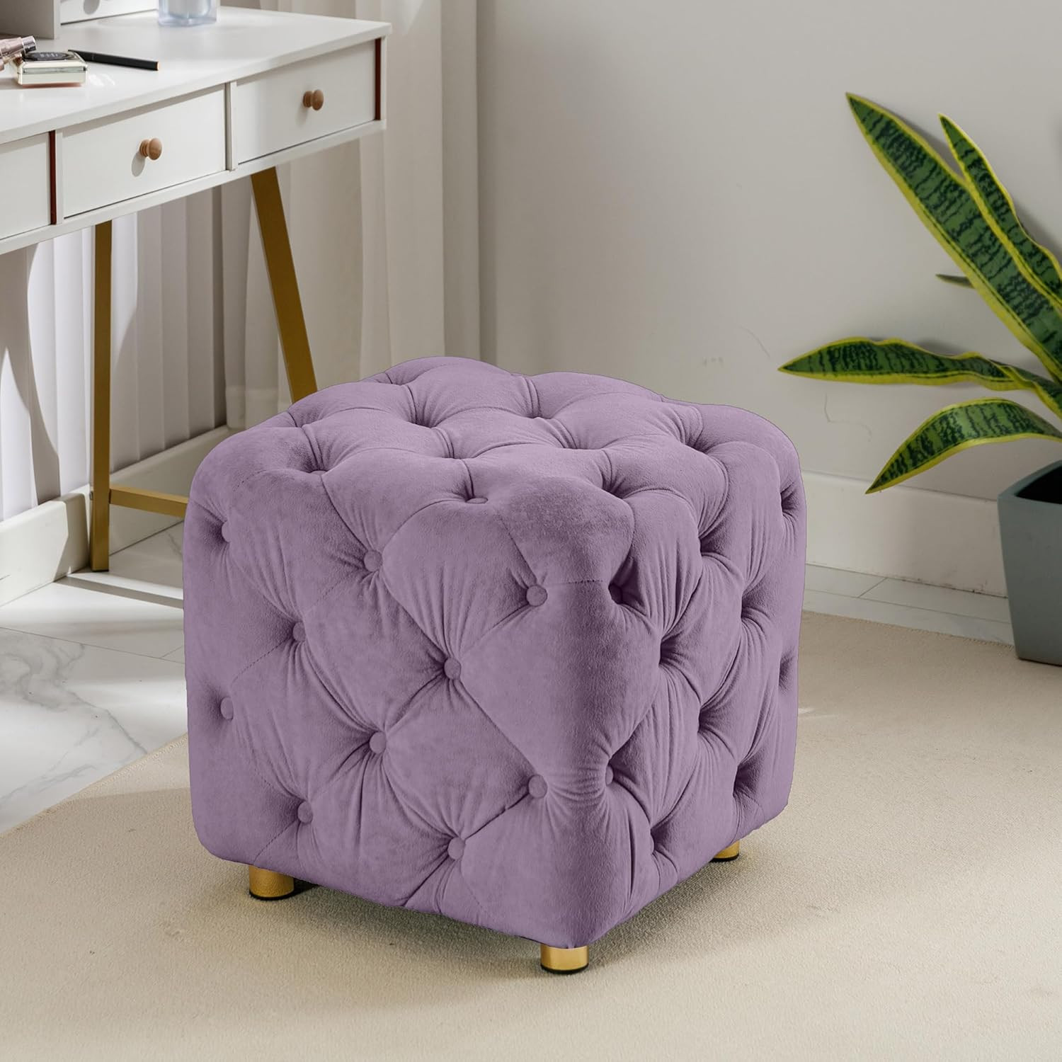 GSSDEE Modern Velvet Upholstered Ottoman, Exquisite Small End Table, Soft Foot Stool,Dressing Mak... | Amazon (US)
