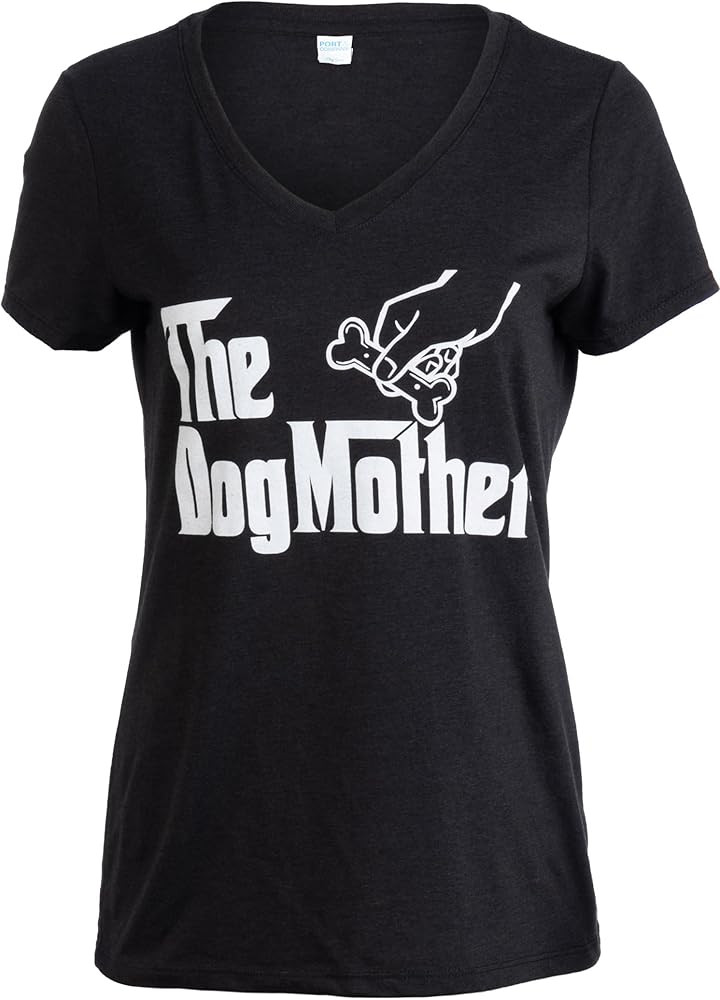 The Dogmother | Funny Cute Dog Mother Mom Owner Pet Doggo Pup Women V-Neck T-Shirt | Amazon (US)