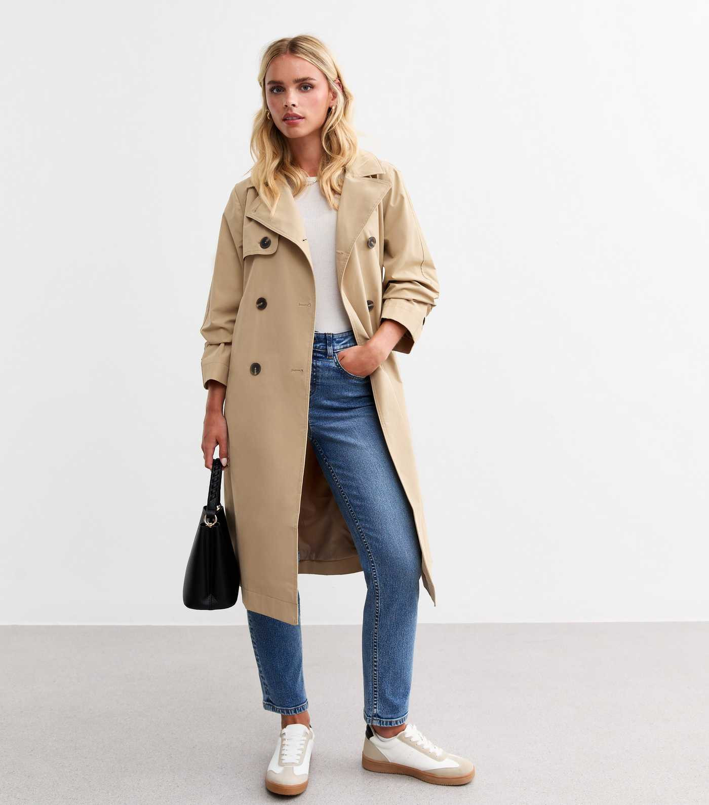 Petite Camel Double Breasted Mac Coat  | New Look | New Look (UK)
