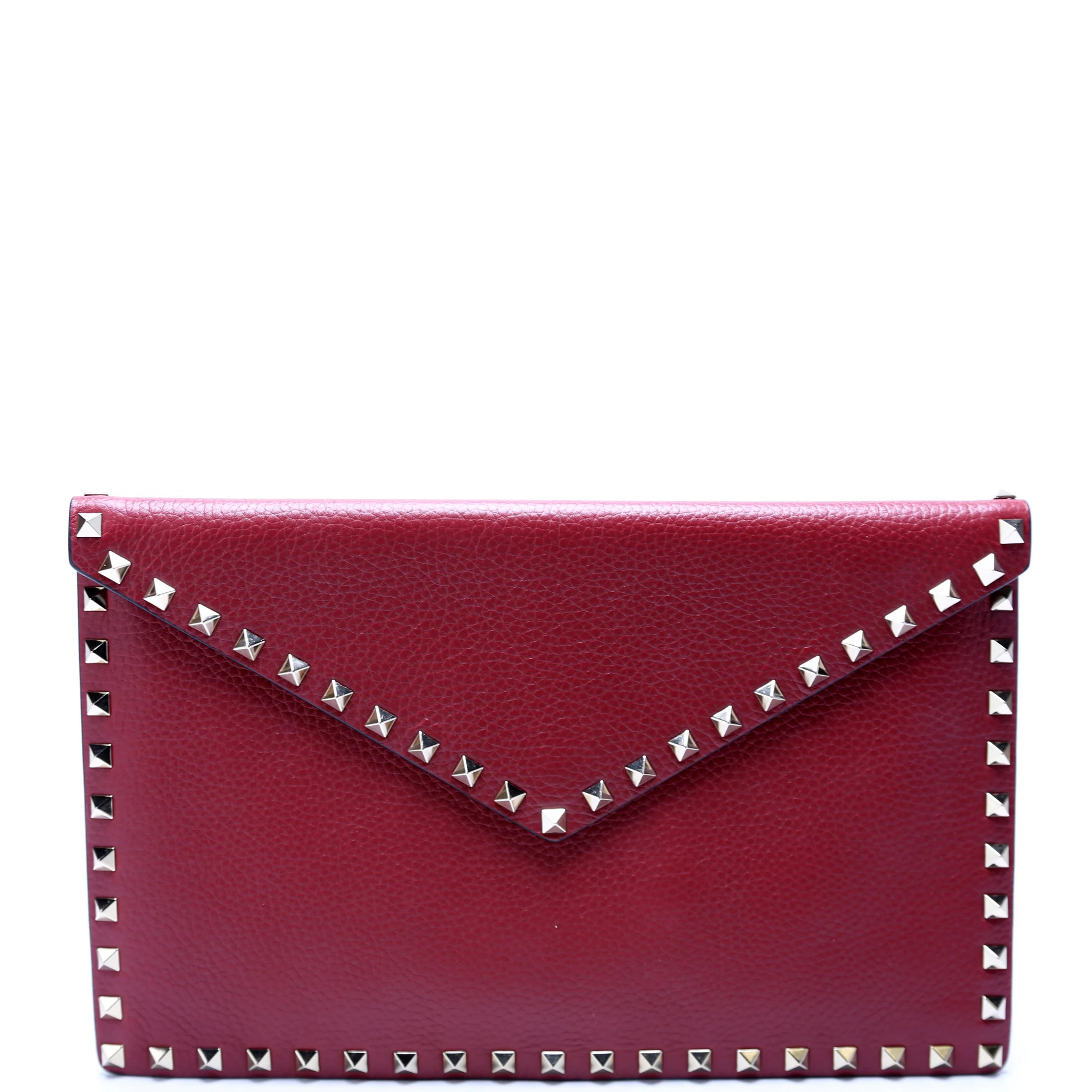 Rockstud Envelope Clutch Burgundy | Keeks Designer Handbags