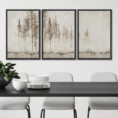 Pastel Abstract Tree Subtle Neutral Modern Rustic Home Decor - Framed Canvas Print Wall Art Work | Wayfair North America