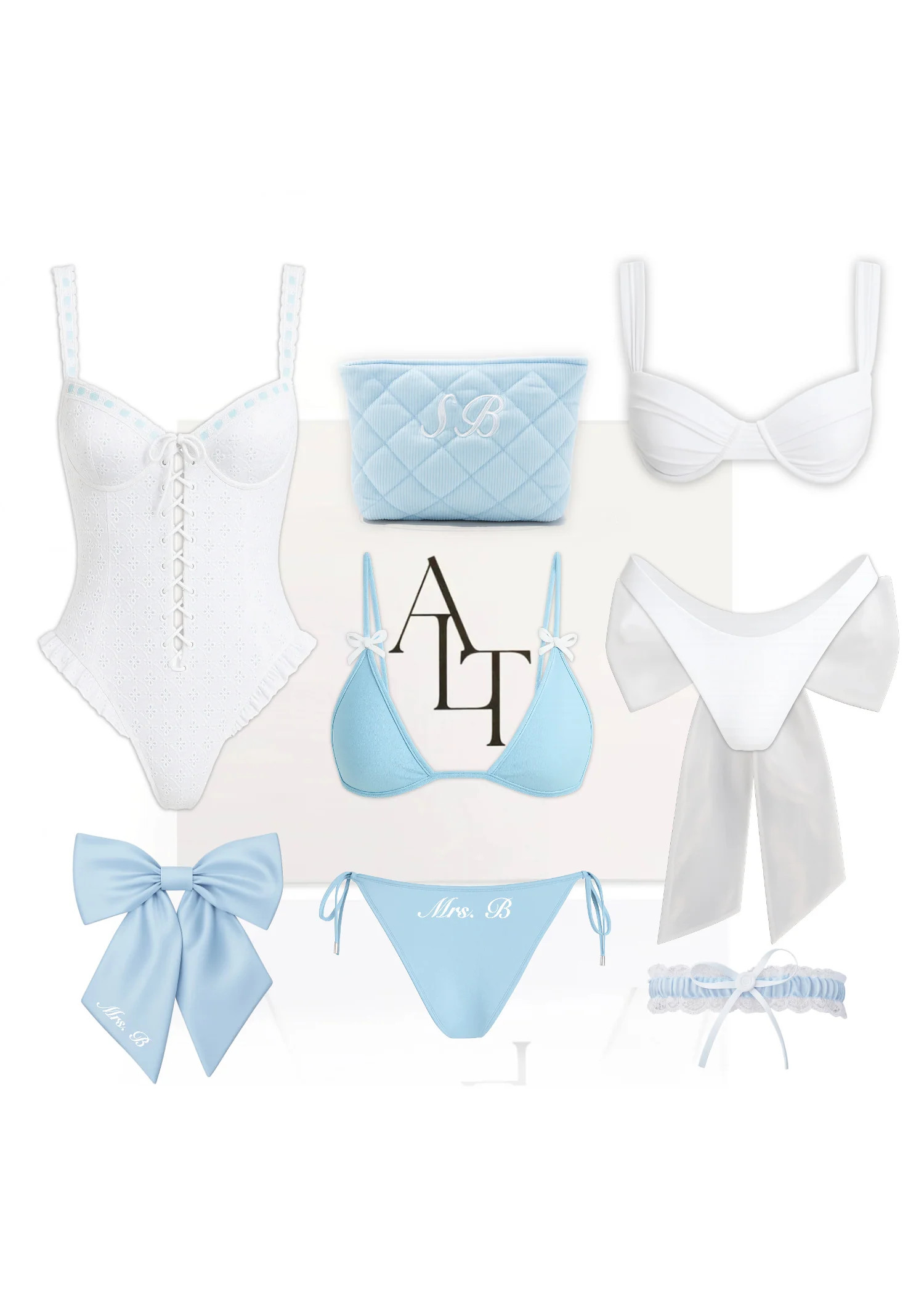 Deluxe Blue Bridal Bundle - One Piece Swimsuit, Bikini Set + Accessories | ALT SWIM