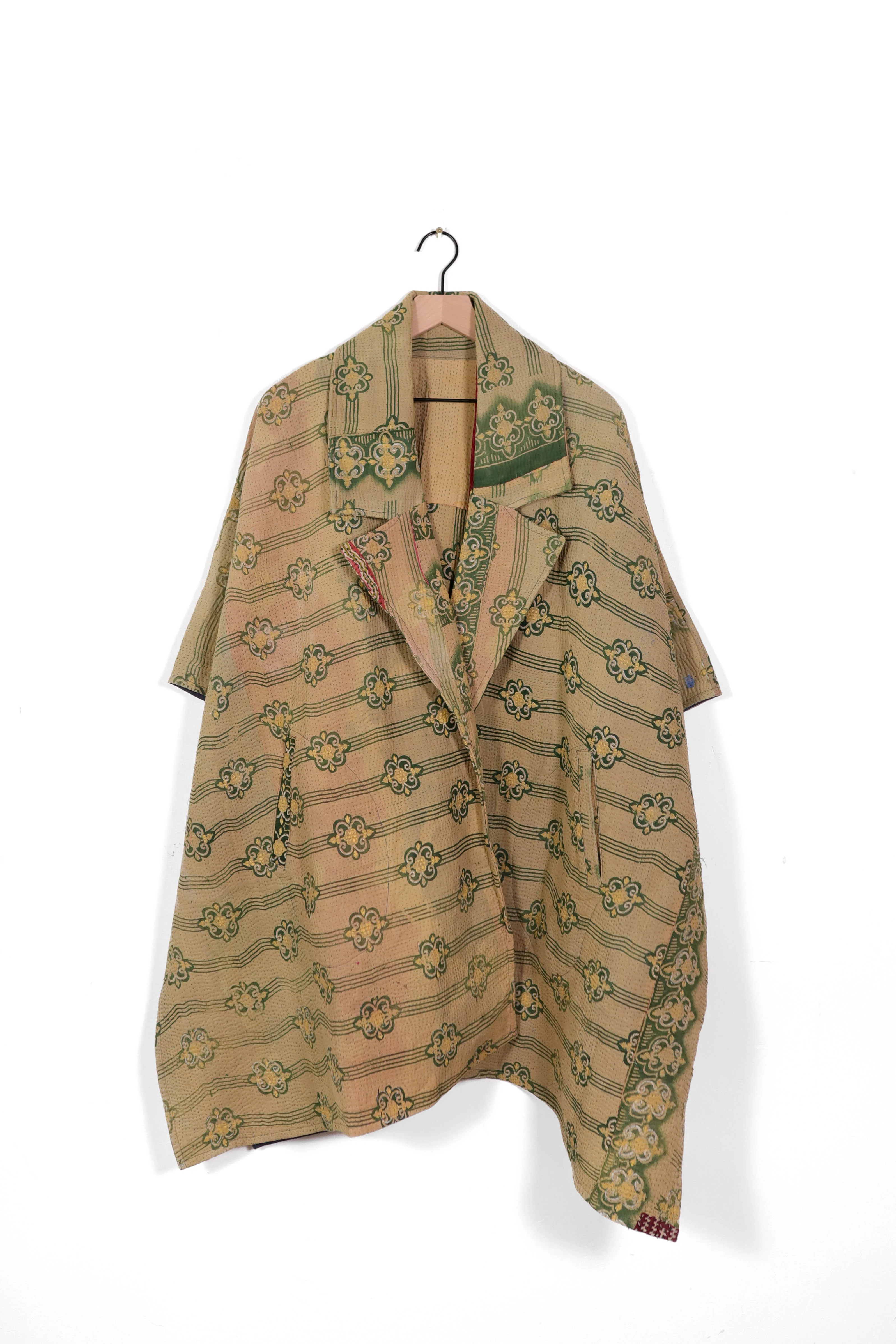 Vintage Kantha Blanket Coat The Round Top Blanket Coat | Sapana
