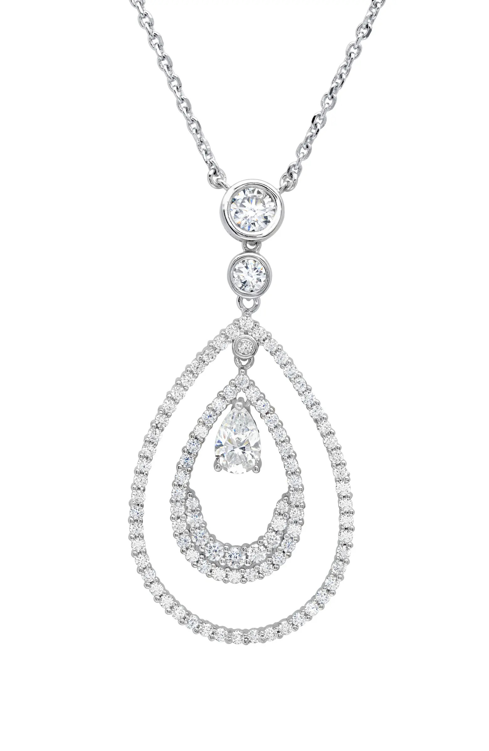 Crislu x Andrew Prince Pear-Shaped Double Loop Pendant Necklace | Nordstrom | Nordstrom