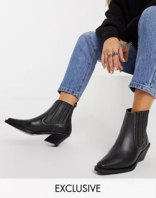 ASRA Exclusive Malia clean western boots in black leather | ASOS (Global)