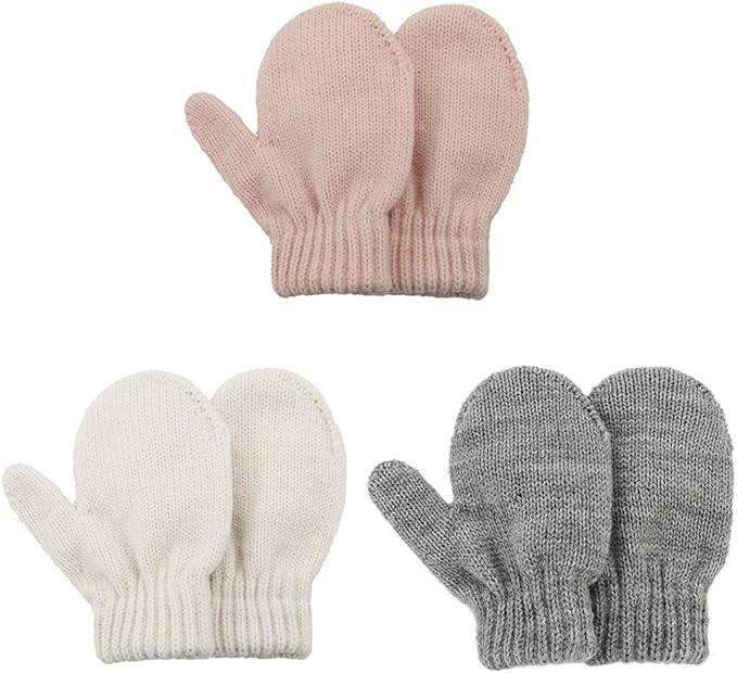 Durio Knit Toddler Mittens Thick Mittens for Toddler Boy Girls Soft Warm Crochet Winter Baby Infa... | Amazon (US)