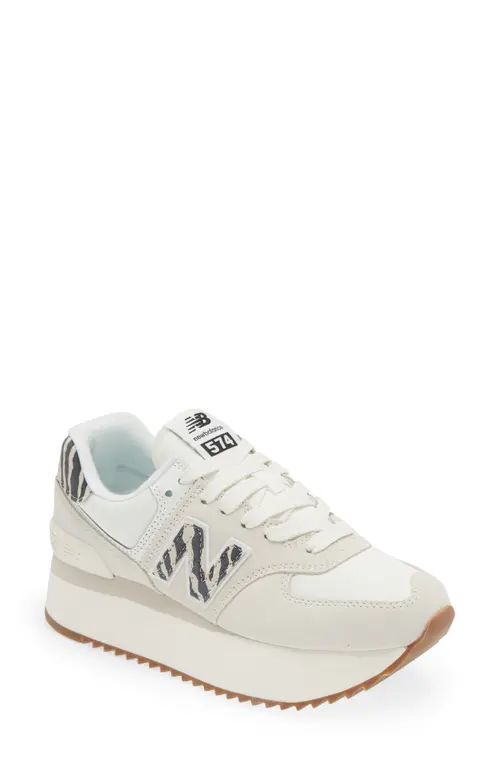 New Balance 574+ Platform Sneaker in Sea Salt/Moonbeam at Nordstrom, Size 7.5 | Nordstrom