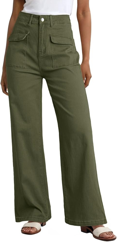 Dokotoo Women's Cargo Baggy Wide Leg High Waist Casual Stretch Pants | Amazon (US)