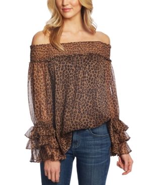 CeCe Off-The-Shoulder Leopard Print Blouse | Macys (US)