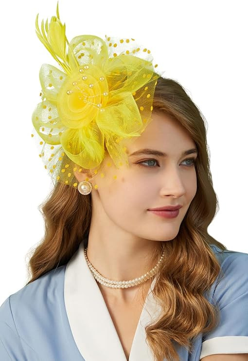 Cizoe Fascinators Hat for Women Tea Party Headband Kentucky Derby Wedding Flower Cocktail Mesh Fe... | Amazon (US)