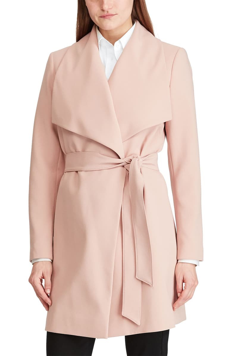 Belted Crepe Wrap Coat | Nordstrom