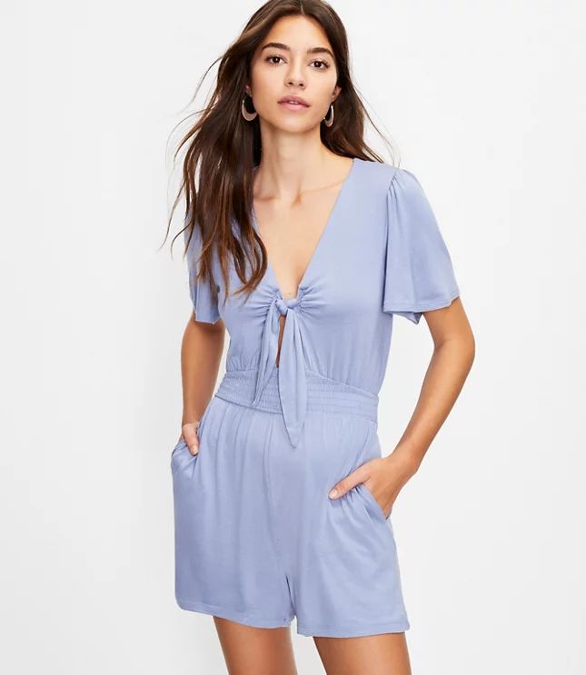 LOFT Beach Tie Front Romper | LOFT