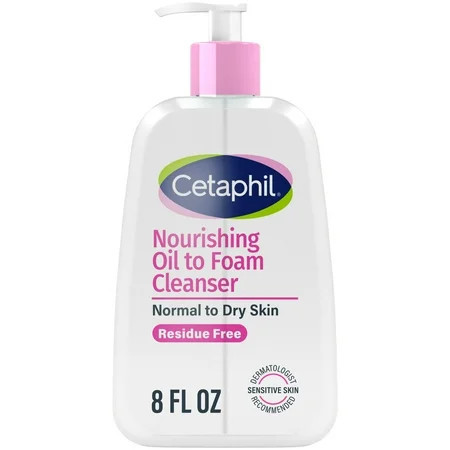 Cetaphil Nourishing Oil to Foam Facial Cleanser, Daily Face Wash for Normal to Dry Skin, 8 fl oz | Walmart (US)