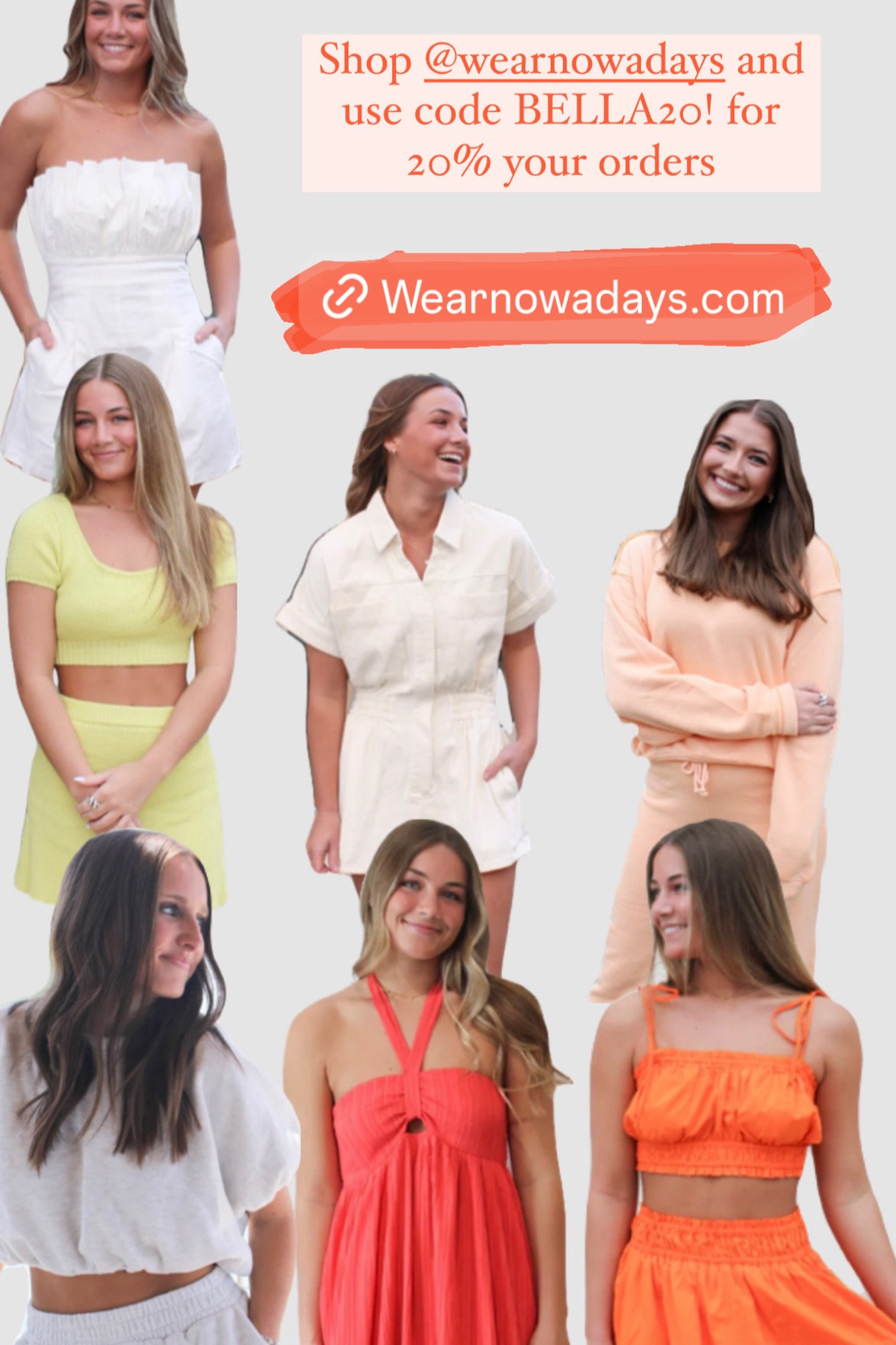 Shop wearnowadays and use code BELLA20! for 20% your orders!!