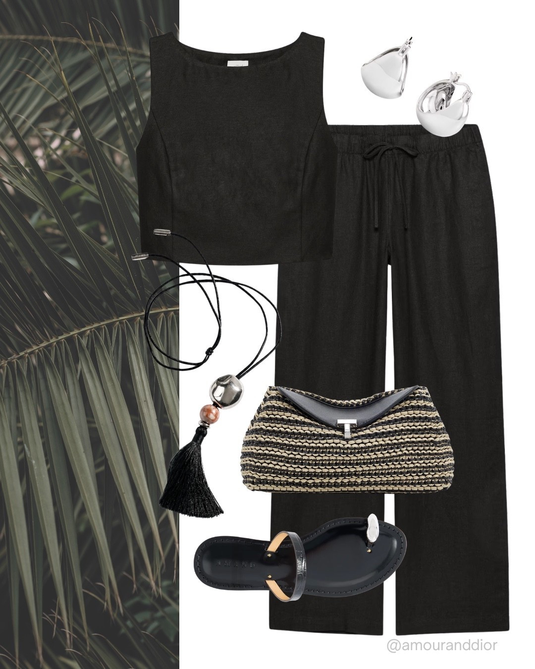 Summer linen set 🖤🌴 outfit idea

#LTKTravel #LTKOver40 #LTKootd