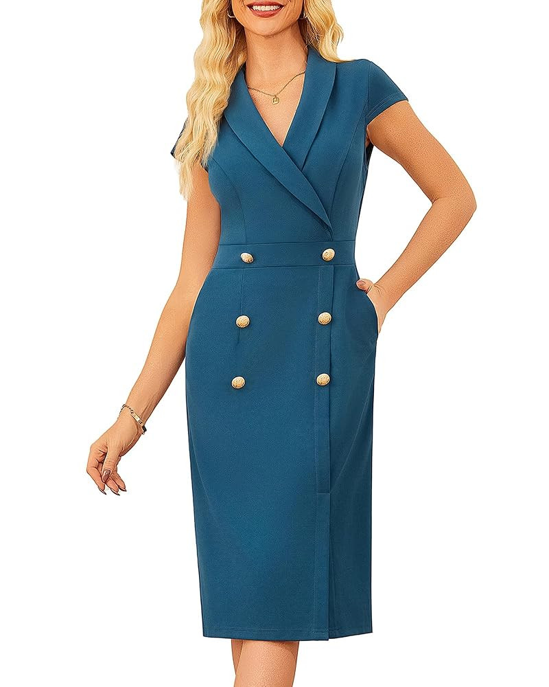GRACE KARIN Women Work Bodycon Dresses 2025,Business Office Midi Cap Sleeve Button Pencil Formal ... | Amazon (US)