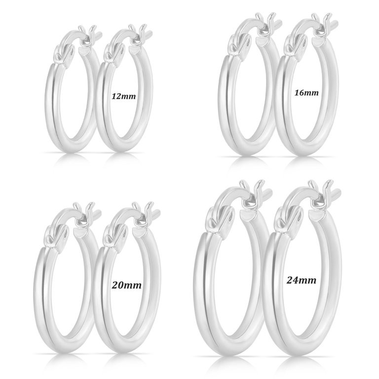 4 Pairs Little Tiny Small 18K White Gold Hoop Earrings for Women,Silver Hoop Earrings Set 12/16/2... | Walmart (US)