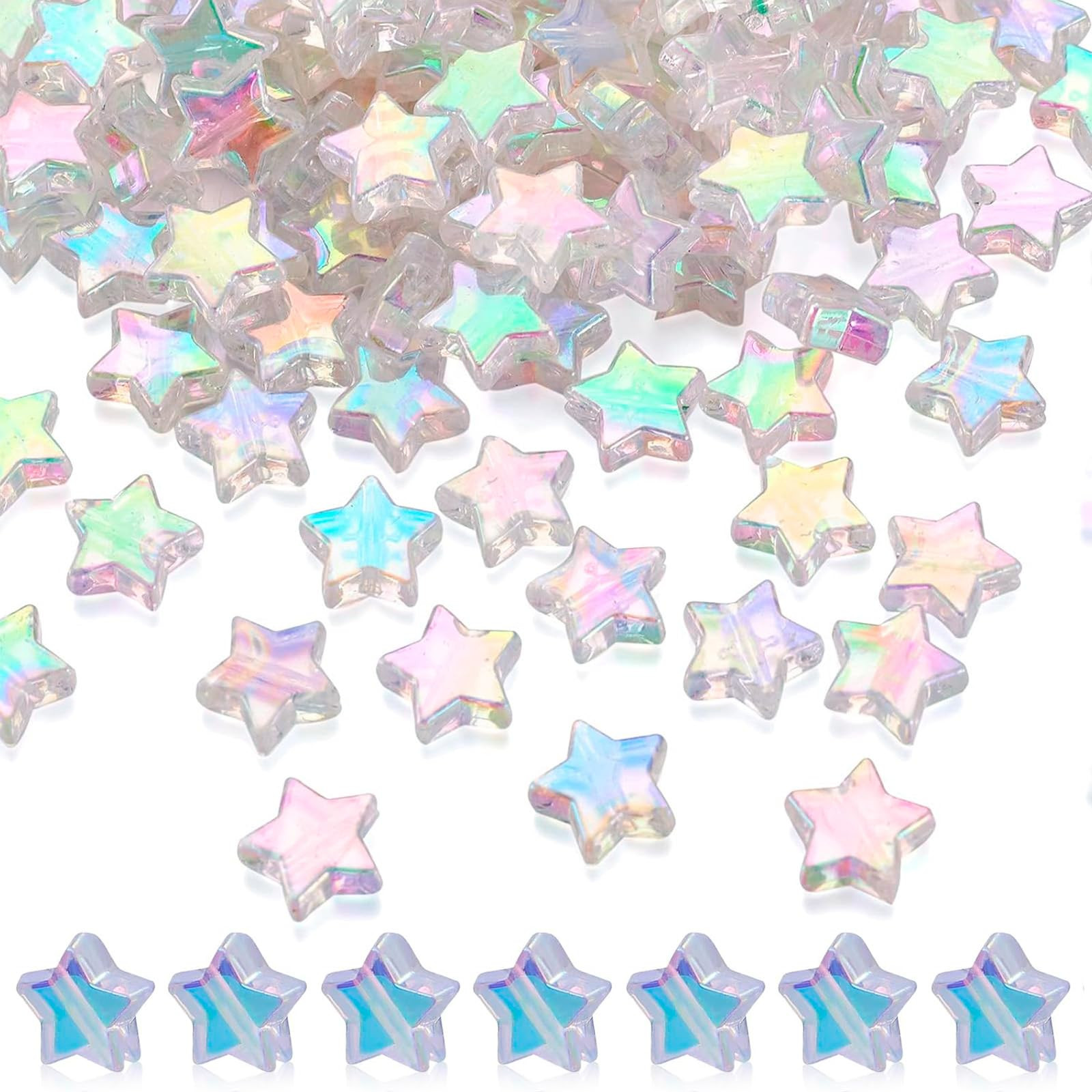 1000Pcs Star Beads, Acrylic Star Shaped Beads with AB Coated, Transparent Aesthetic Plastic Beads... | Amazon (US)