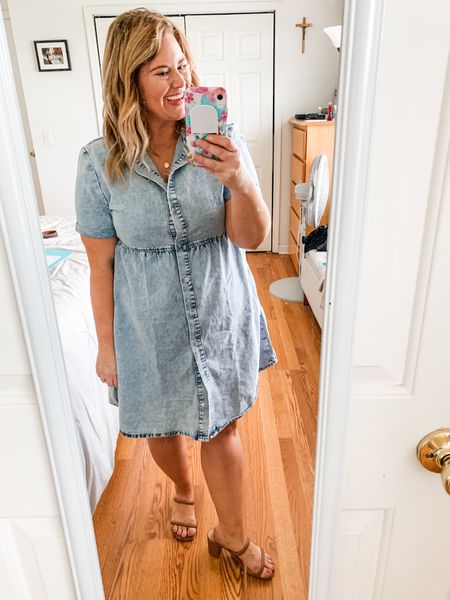 Cutest denim dress!  I’m wearing a large in this photo but going to exchange for an XL because it’s tight in the bust.  Runs true to size everywhere else.  If you aren’t larger chested go with your regular size, larger chest size up!

Nursing friendly dress
Country concert outfit

#LTKSeasonal #LTKmidsize #LTKbump