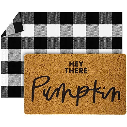 Fabbay 2 Pcs Doormat Home Imitation Coir Autumn Thanksgiving Halloween Doormat with Rubber Non Sl... | Amazon (US)