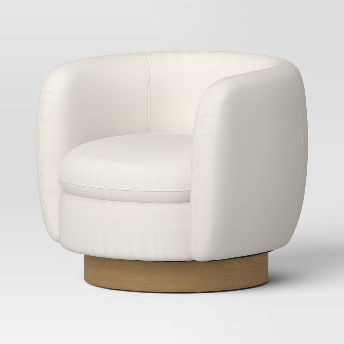 Upholstered Barrel Swivel Accent chair with Wood Base Cream -Threshold™ | Target