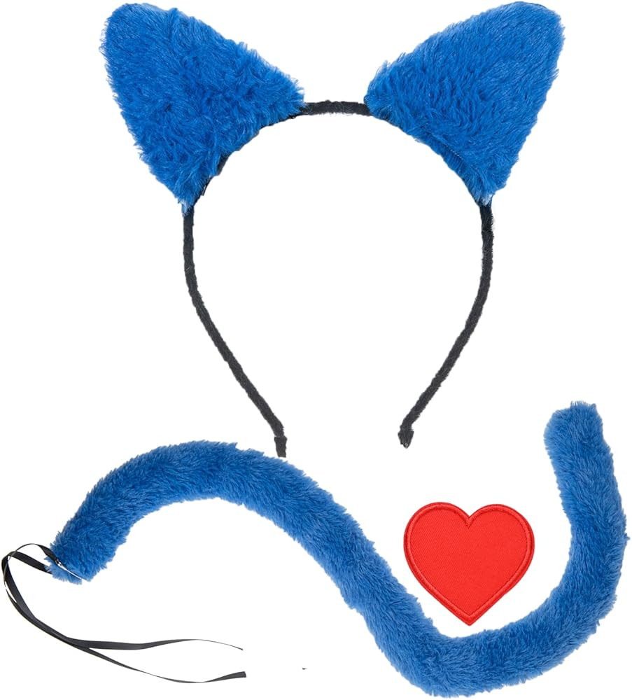 Merroyal Cat Ears Headband Balck Tail Set Halloween Accessory Cat Costume Accessories | Amazon (US)