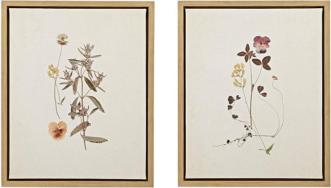 Martha Stewart French Herbarium Wall Art Living Room Decor - Floral Framed Linen Canvas, Home Acc... | Amazon (US)