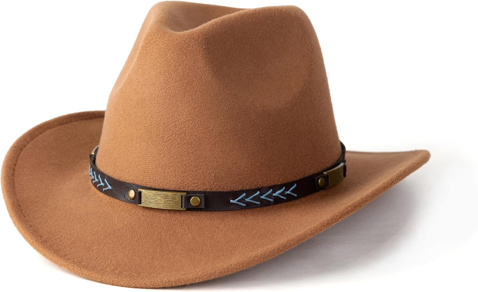 Men Women Western Cowboy Hat Classic Roll Up Cowgirl Hats with Buckle Belt | Amazon (US)