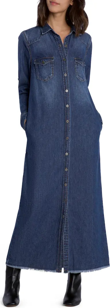 Wash Lab Denim Long Sleeve Denim Maxi Shirtdress | Nordstrom | Nordstrom