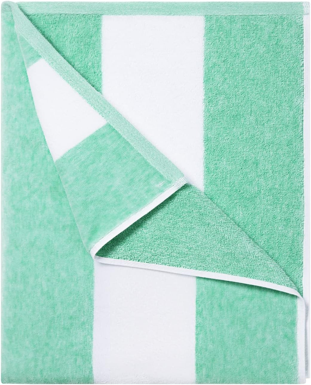 Cotton Oversized Beach Towel - Large 70 x 35 Inch Pool Towel, Green Striped Quick Dry Swimming Ca... | Amazon (US)