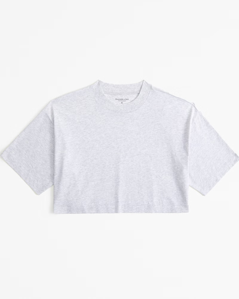 Abercrombie & Fitch Women's Essential Premium Polished Cropped Tee in Light Grey - Size S | Abercrombie & Fitch (US)