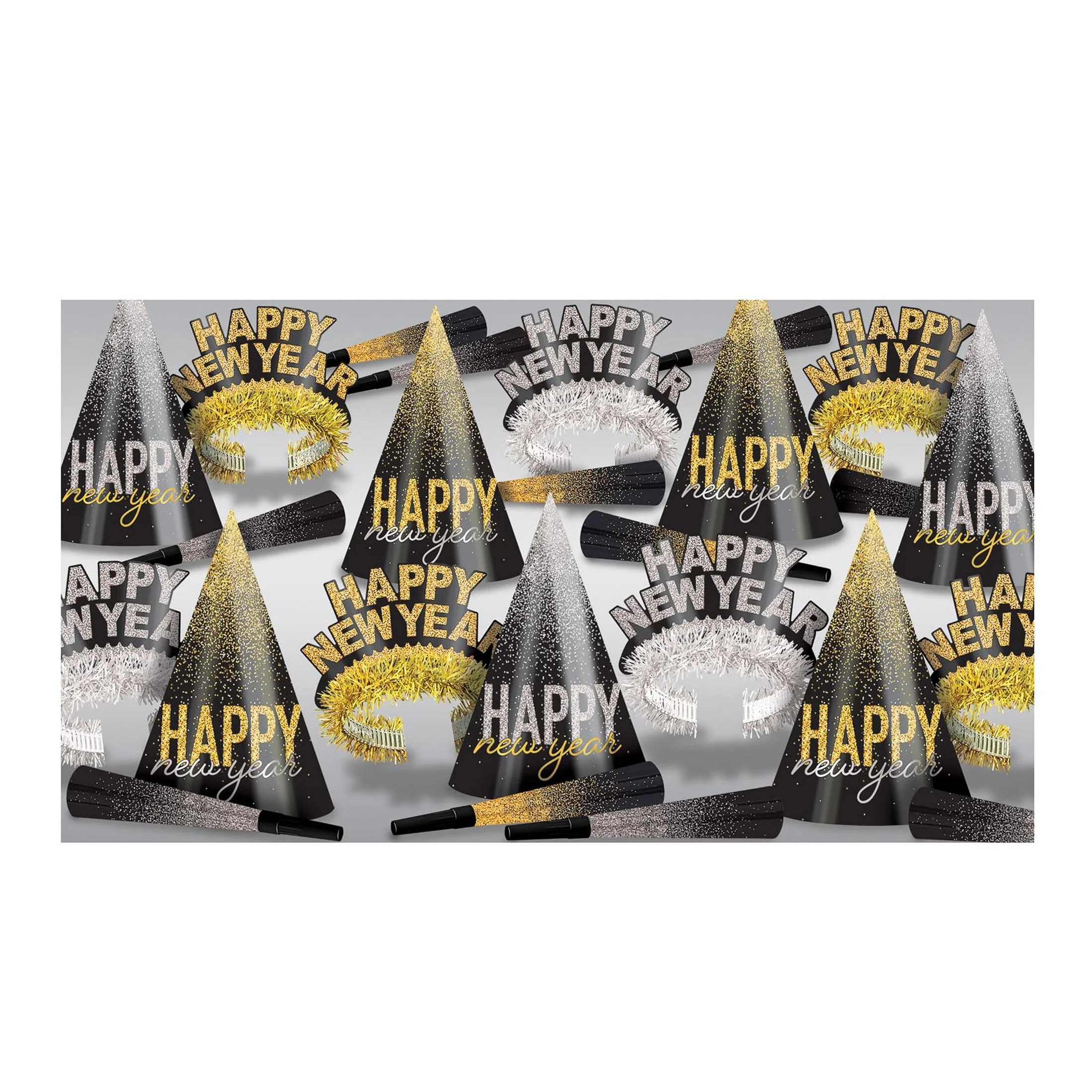 Midnight Celebration Party Pack for 50 Guests - Complete NYE Supplies with Photo Booth Props, Hat... | Walmart (US)