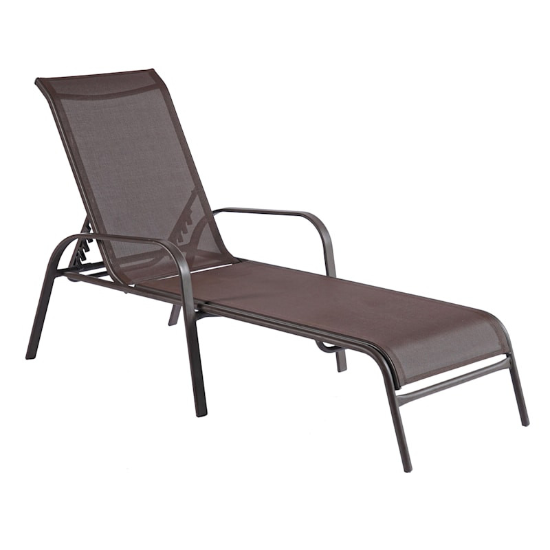 Stackable Brown Sling Outdoor Chaise Lounge Chair | At Home
