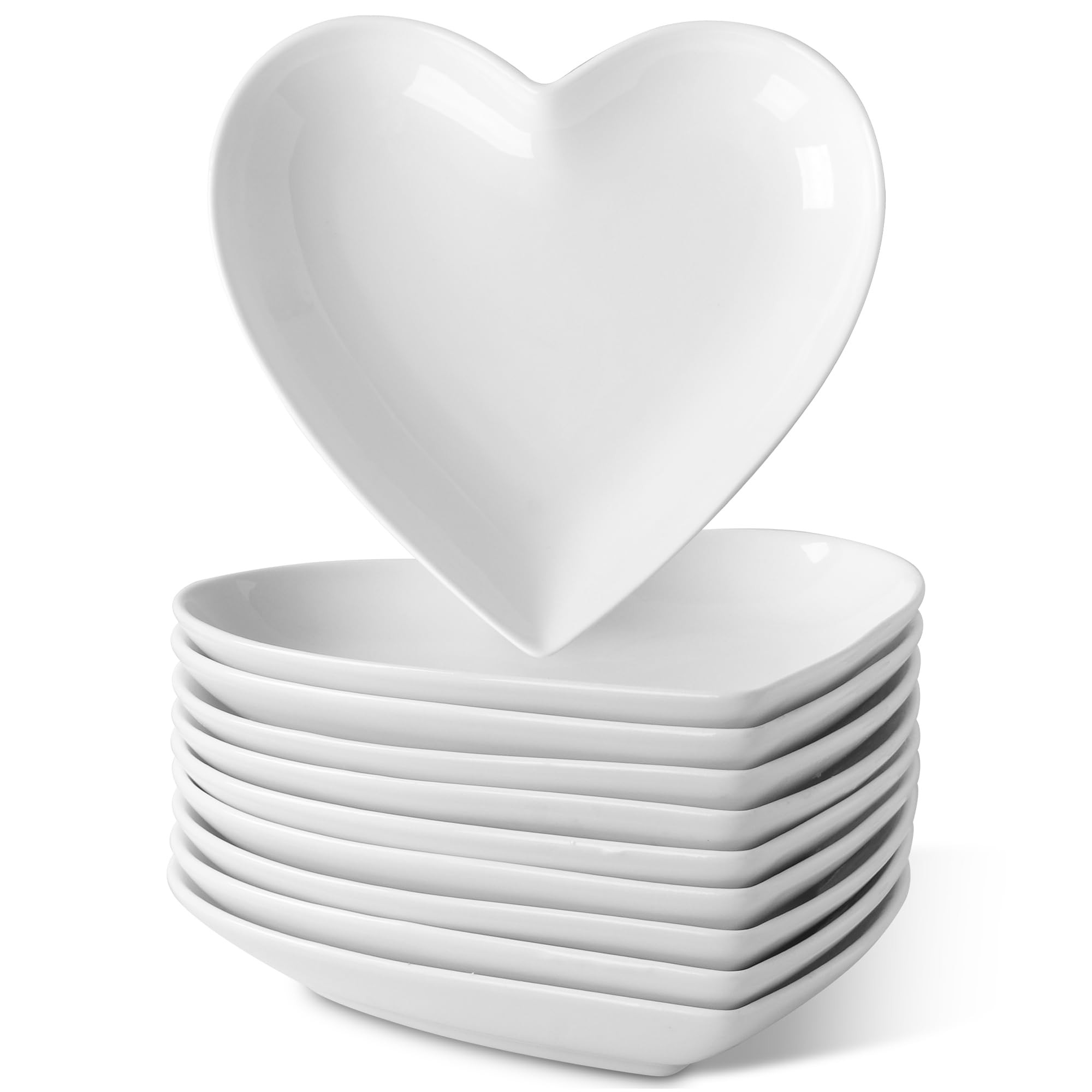 10 Pack Ceramic Appetizer & Dessert Plates, 7.5 Inch White Heart Shape Plates for Elegant Dessert... | Amazon (US)