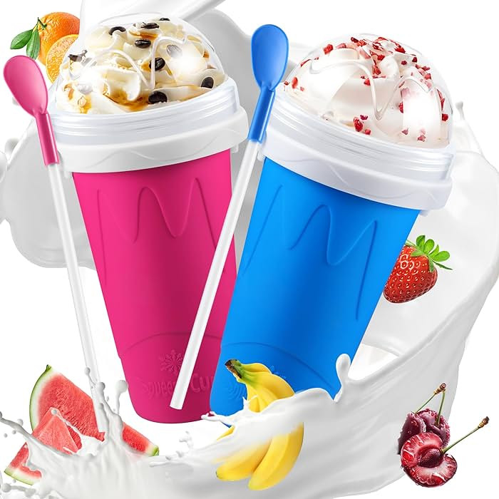 2 Pack Slushy Cup, Slushie Maker Cups, Magic Frozen Squeeze Cups for Ice Cream Juice Milk Yogurt,... | Amazon (US)
