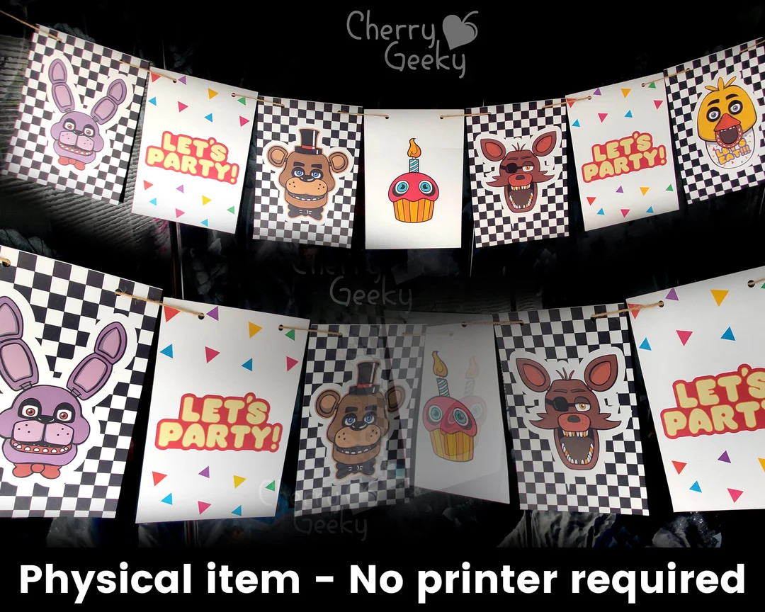 FNAF party banner / bunting decoration - physical item, no printer required - Five Nights At Fred... | Etsy (US)
