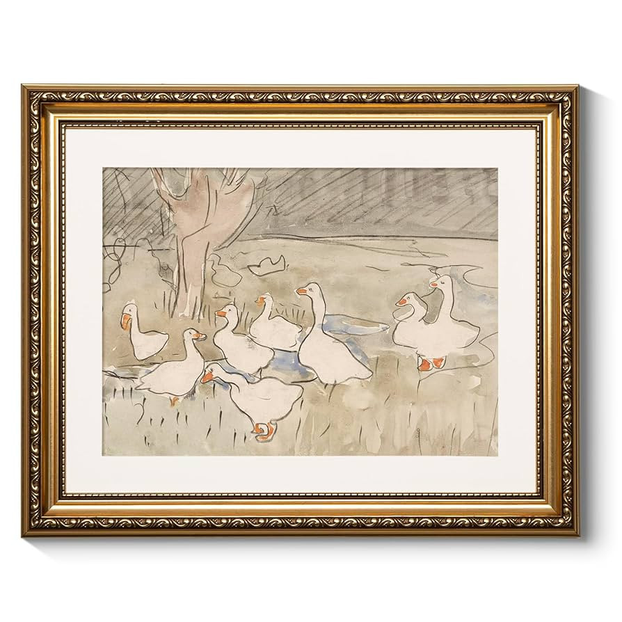 ARPEOTCY Vintage Gold Framed Wall Art, Farmhouse Nursery Duck Paintings, Rustic Canvas Prints Art... | Amazon (US)