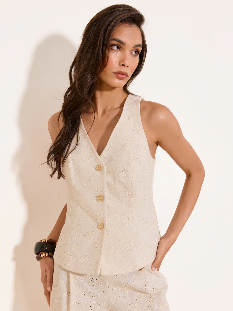 Lipsy Cream Broderie Waistcoat | Next EU