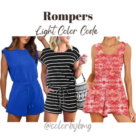 Light Color Code Rompers
Colors:
Royal Blue
01 Black & White
Pink Floral

Light Spring
Light Summerr
