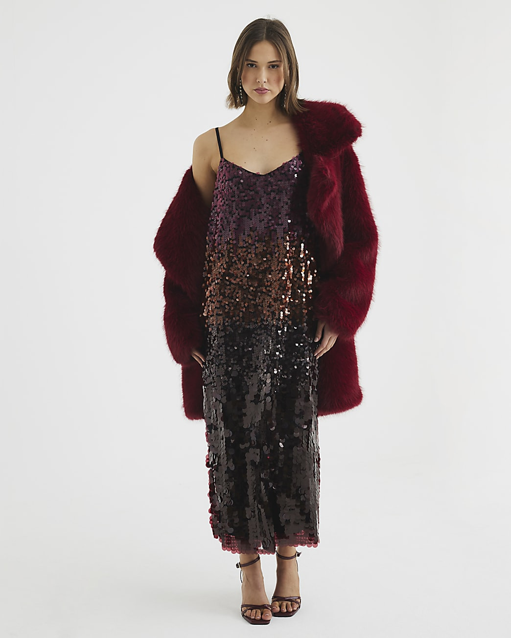 Red Premium Ombre Sequin Maxi Dress | River Island UK & IE