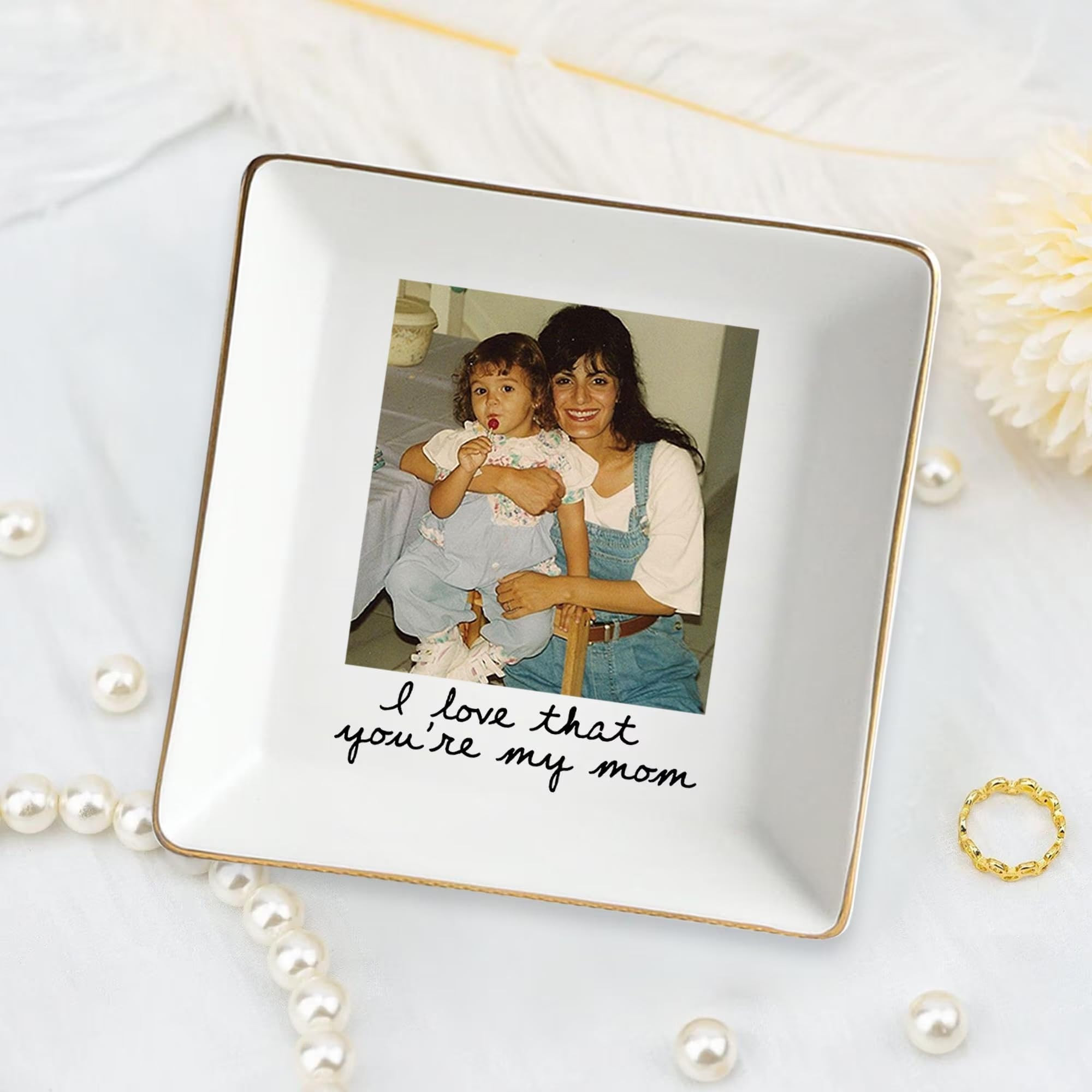 Custom Photo Trinket Tray, Personalized Mothers Day Gifts Jewelry Holder, Grandma Jewelry Dish, M... | Amazon (US)