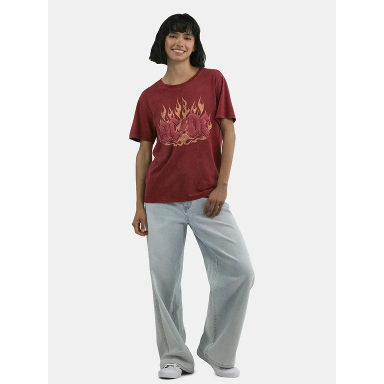 Time and Tru AC/DC Flames Women's Graphic Tee, Sizes XS-XXXL | Walmart (US)