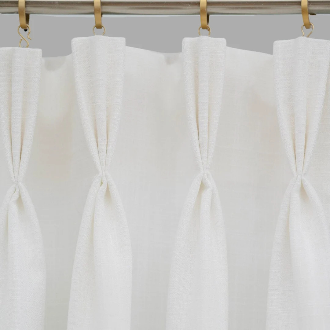 Custom Pinch Pleat Drapes or Curtain Panels in Aldon Optic White Linen-look Fabric With Blackout ... | Etsy (US)