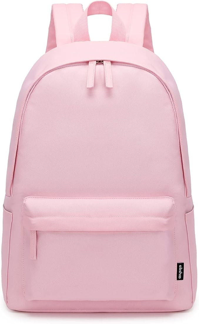 abshoo Lightweight Casual Unisex Backpack for School Solid Color Boobags (Pink) | Amazon (US)