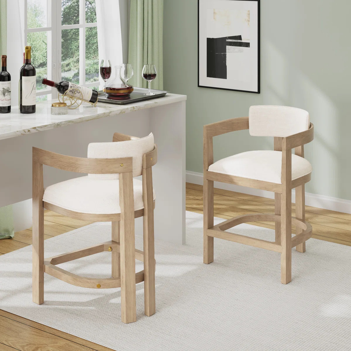 Evesham 26" Wood Upholstered Barstools (Set of 2) | Wayfair North America