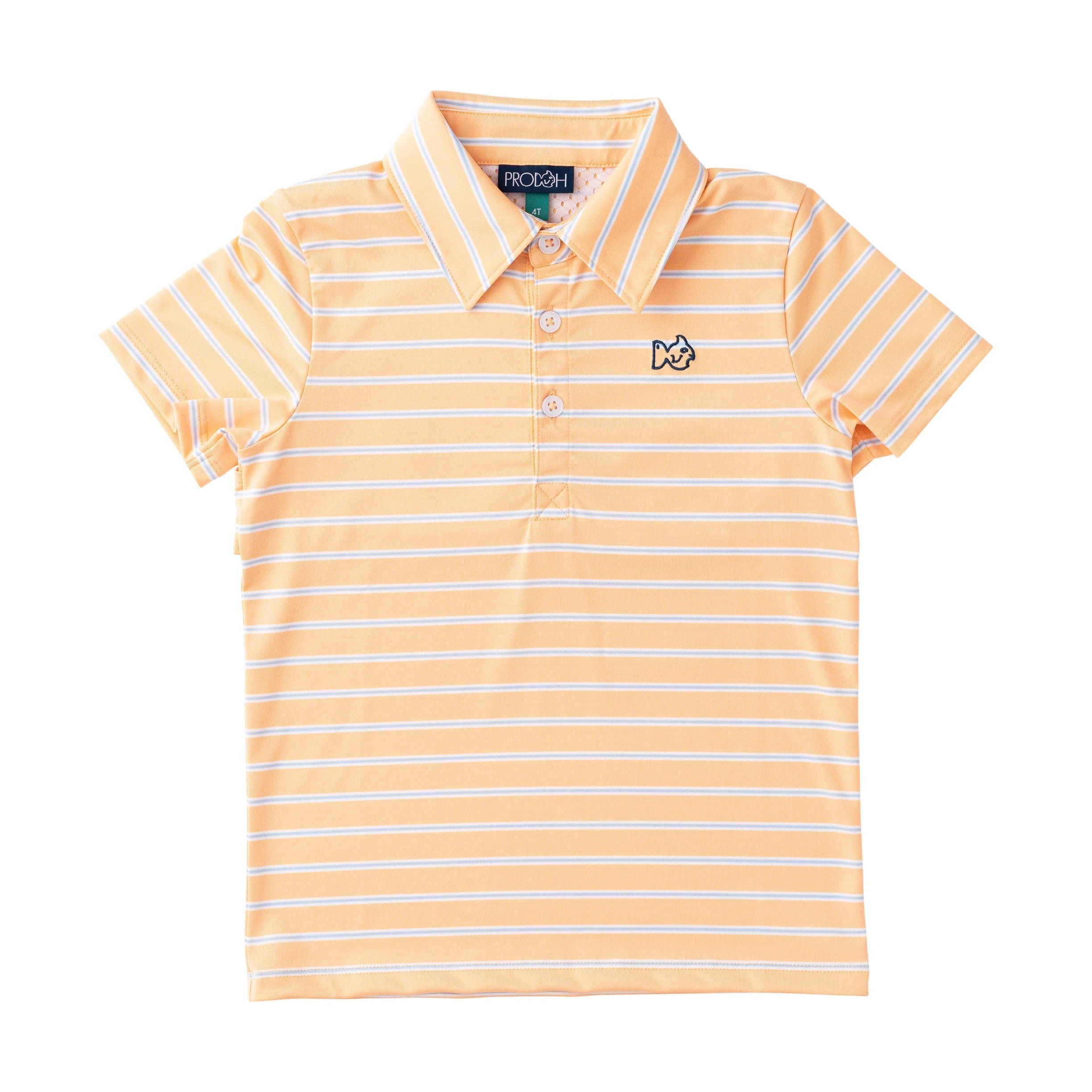 Boys' Short Sleeve Pro Performance Polo - Orange Chiffon Stripe | PRODOH