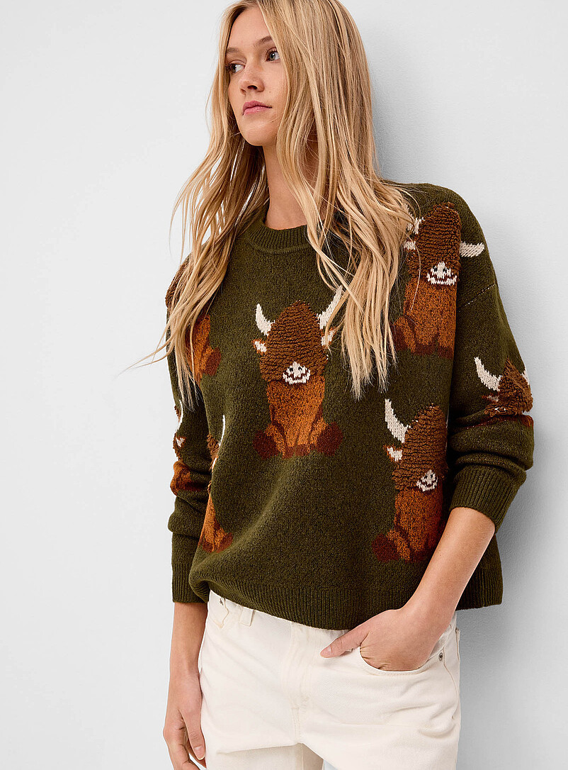 Fuzzy pattern loose sweater | Simons